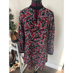 LOFT Floral Berry Shift Dress XS